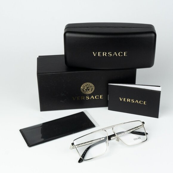 NEW Versace VE1295 1000 Silver Pilot Unisex Eyeglasses VE 1295 - Picture 10 of 11